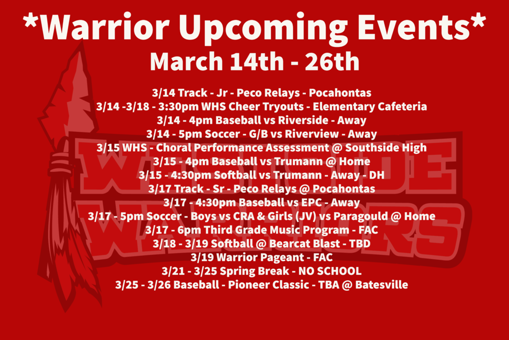 Upcoming Events for March 14th-26th
