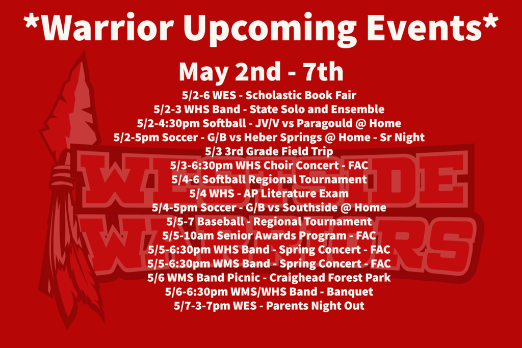 Upcoming Events for May 2-7th