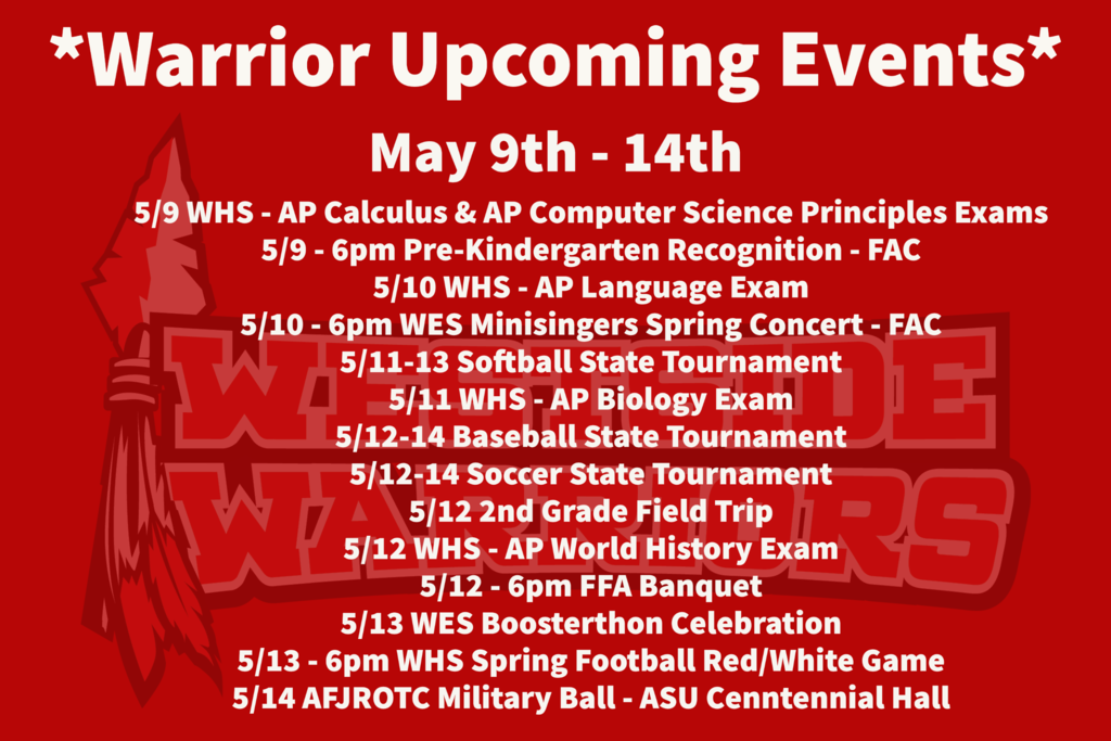 Upcoming Events for 5/9-14