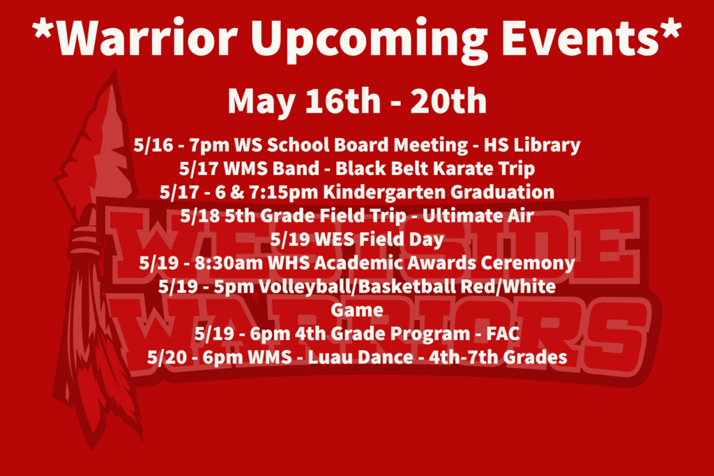 Upcoming Events for 5/16-20