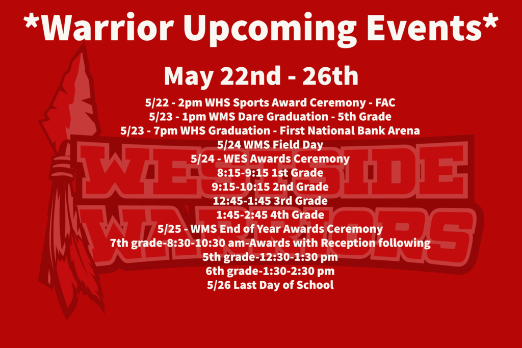 Upcoming Events for 5/22-26