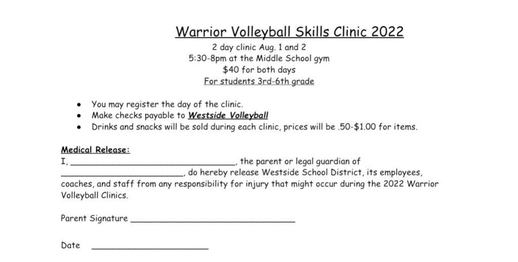 Volleyball Skills Clinic