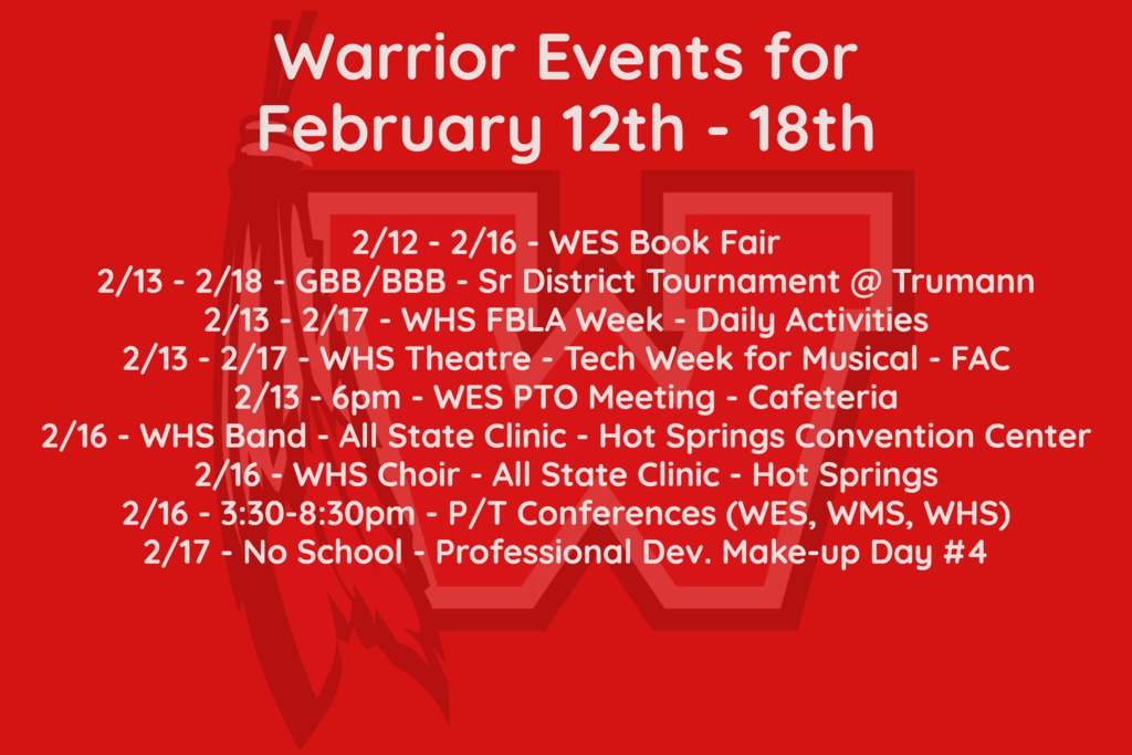 Warrior Events for February 12th - 18th, 2023