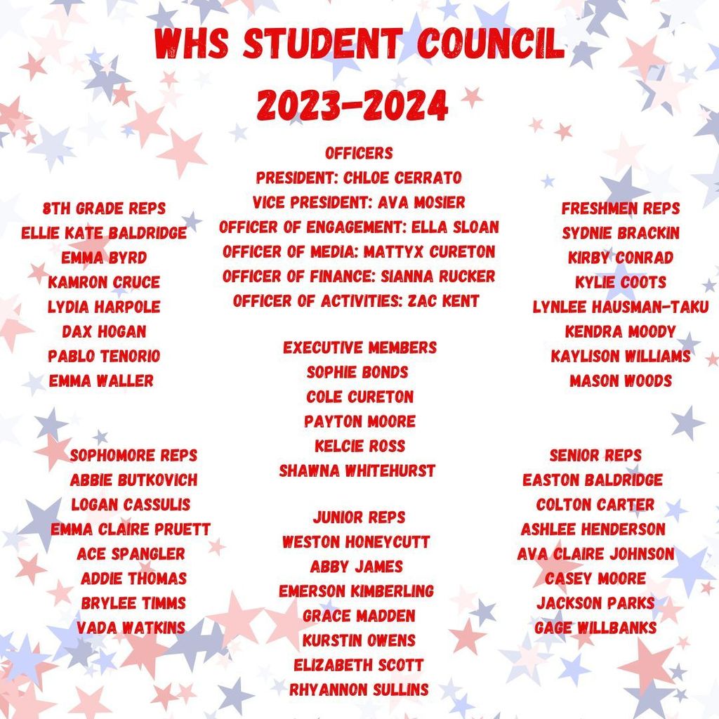 WHS Student Council for School Year 23/24