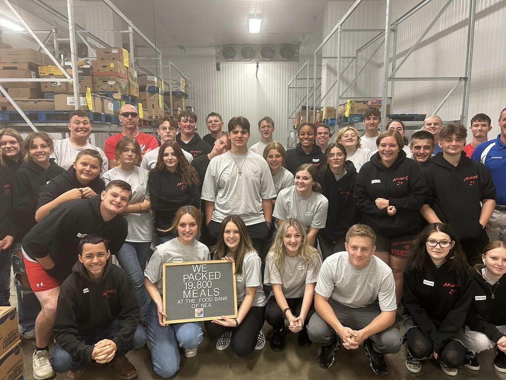 The cadets packed 19,800 meals at the Food Bank of NEA today. Great job today helping to feed the elderly.