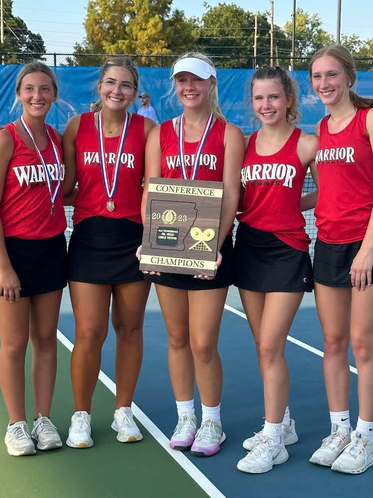Conference Co-Champions!  Doubles Runner Up—Ava Jones & Liz Scott Singles Runner Up—Mattyx Cureton Doubles 3rd Place—Ella Sloan and Lanie Welch All of these girls qualified for state along with Doubles Runner Up—Weston Honeycutt & Chase Templeton